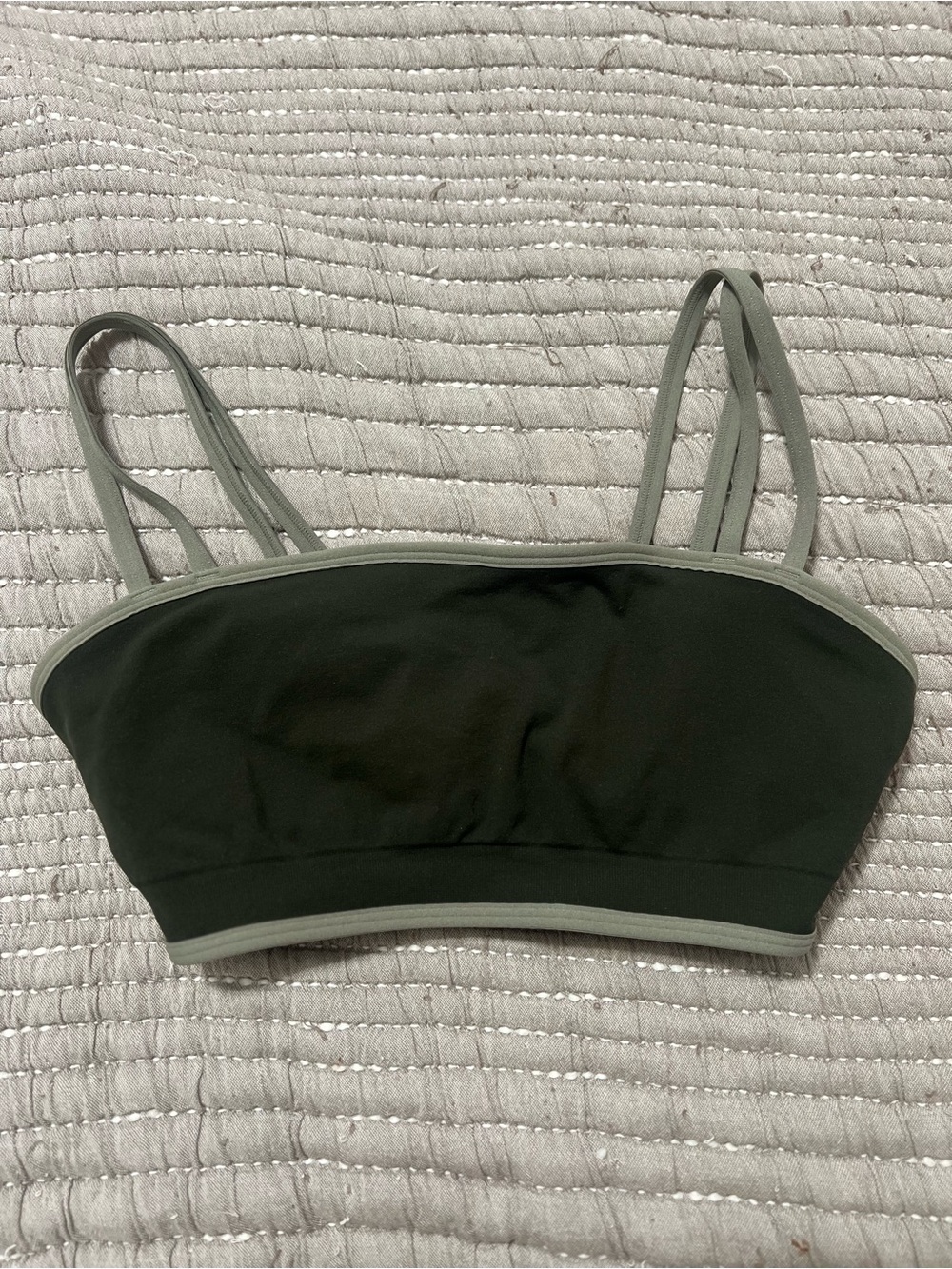 Fabletics Olive Green & Black Double-Strap Seamless Bralette